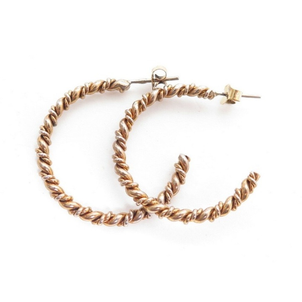 Vintage Cable Twist Gold Toned Hoop Earrings